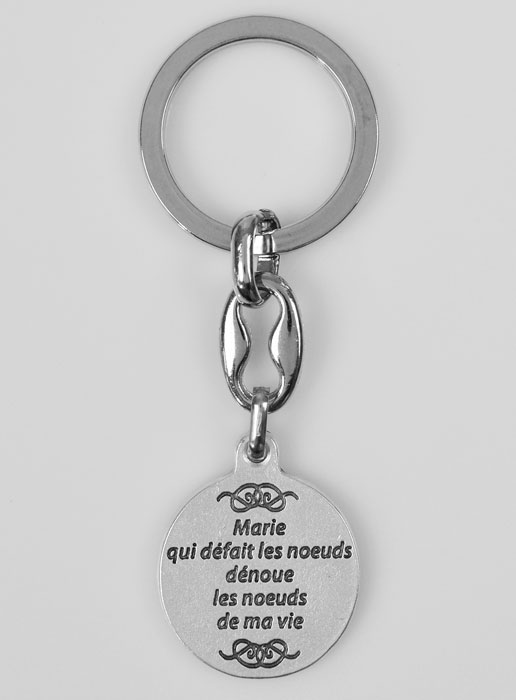 Porte-Clés de Marie qui Défait les Noeuds Argenté avec Prière (pic 3)