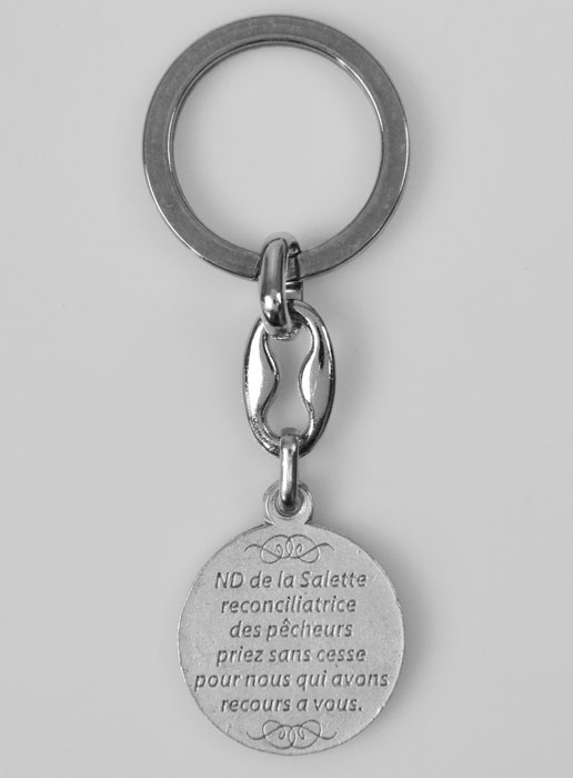 Porte-Clés de Notre Dame de la Salette Argenté avec Prière (pic 3)