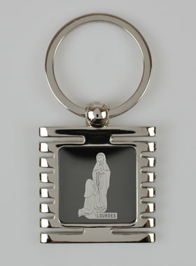 Porte-Clés de Notre Dame de Lourdes Noir et Argent - 3.5 cm (pic 1)