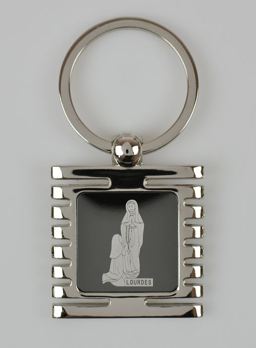 Porte-Clés de Notre Dame de Lourdes Noir et Argent - 3.5 cm (pic 2)