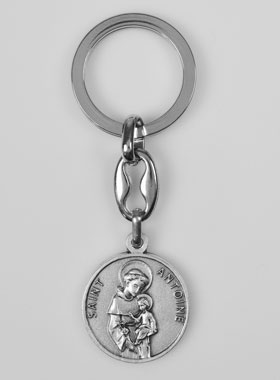 Porte-Clés de Saint Antoine Argenté avec Prière (pic 1)
