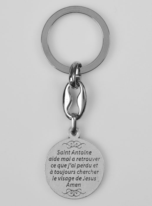 Porte-Clés de Saint Antoine Argenté avec Prière (pic 3)