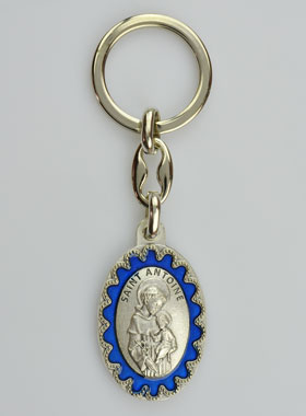 Porte-Clés de Saint Antoine - Métal Emaillé Bleu - 4 cm (pic 1)