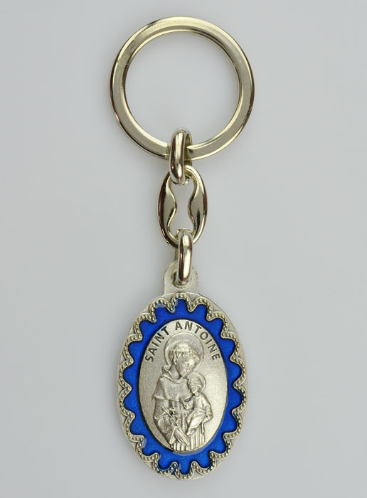 Porte-Clés de Saint Antoine - Métal Emaillé Bleu - 4 cm (pic 2)