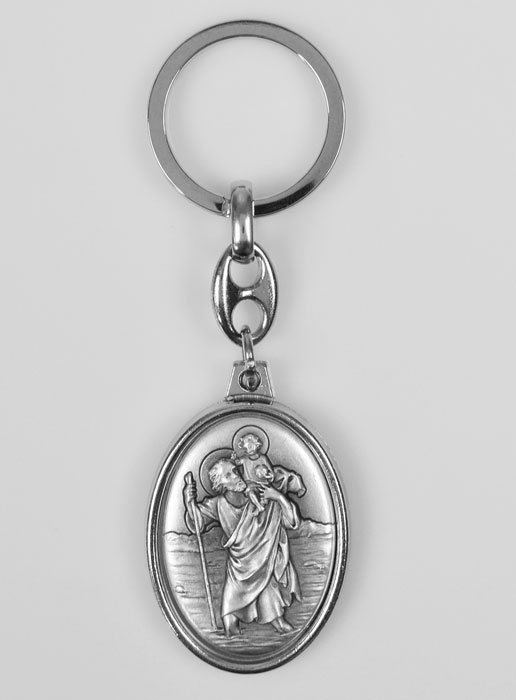 Porte-Clés de Saint Christophe Argenté - 40 mm (pic 2)