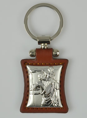 DXiongW - Porte-clés Saint Christophe En Alliage Zinc Argenté Avec Médaille 3,8 Cm Et Coffret Cadeau - Protection Et Chance Pour Conducteurs Et Voyageurs