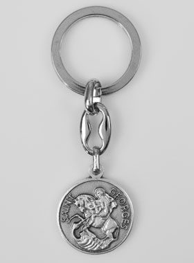 Porte-Clés de Saint Georges Argenté avec Prière (pic 1)