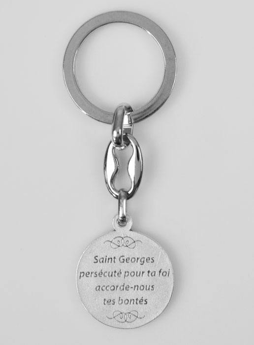 Porte-Clés de Saint Georges Argenté avec Prière (pic 3)