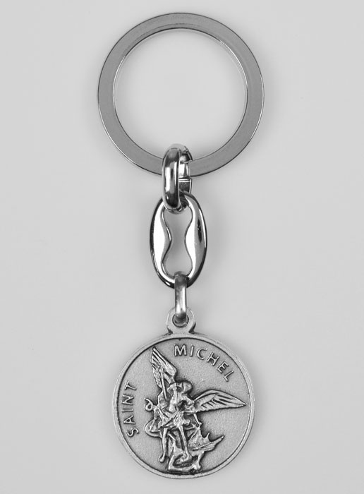 Porte-Clés de Saint Michel Archange Argenté avec Prière (pic 2)