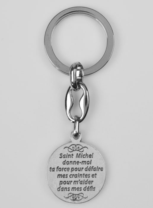 Porte-Clés de Saint Michel Archange Argenté avec Prière (pic 3)
