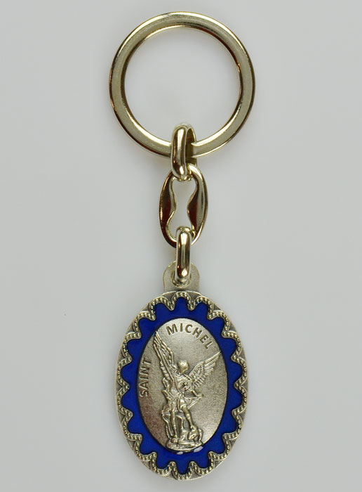 Porte-Clés de Saint Michel Archange - Métal Emaillé Bleu - 4 cm (pic 2)