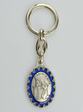 Porte-Clés de Sainte Rita - Métal Emaillé Bleu - 4 cm (pic 1)