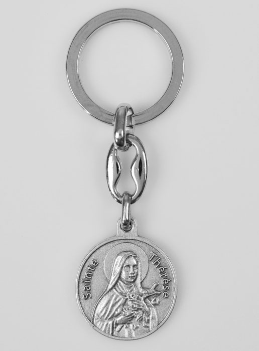 Porte-Clés de Sainte Thérèse de Lisieux Argenté avec Prière (pic 2)