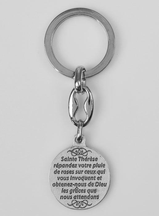 Porte-Clés de Sainte Thérèse de Lisieux Argenté avec Prière (pic 3)