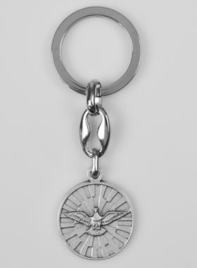 Porte-Clés du Saint Esprit Argenté avec Prière (pic 1)
