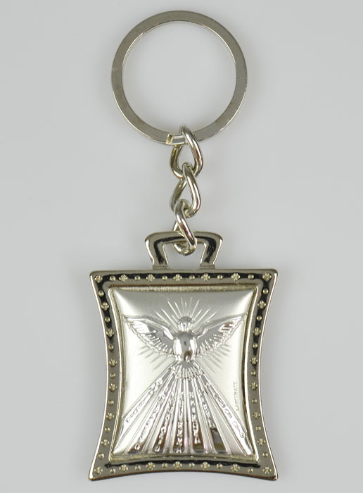 Porte-Clés Esprit Saint en Métal Argenté - 4 cm (pic 2)