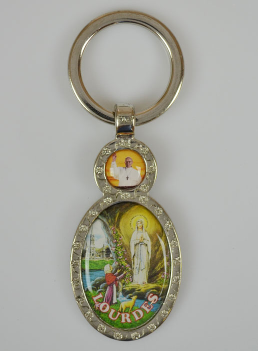 Porte-Clés Pape François et Notre Dame de Lourdes - 5cm (pic 2)