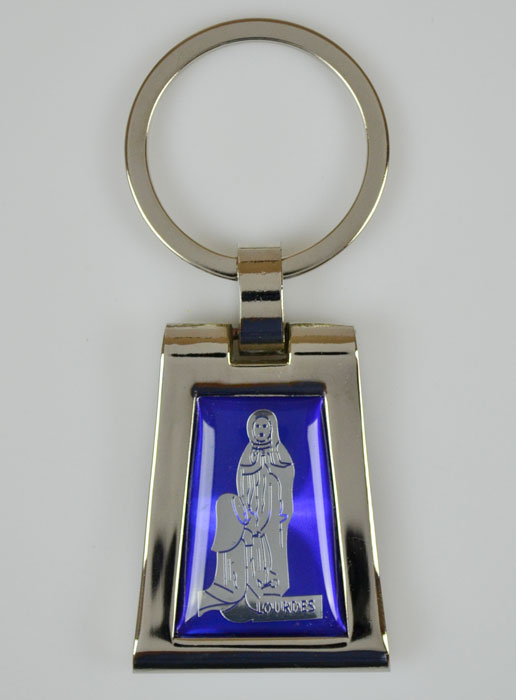 Porte-Clés Religieux Apparitions de Lourdes Bleue - 4cm (pic 2)