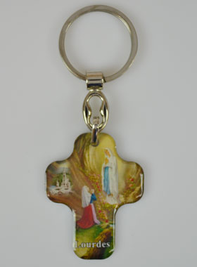 Porte-Clés Religieux Croix Apparitions de Lourdes - 4cm (pic 1)