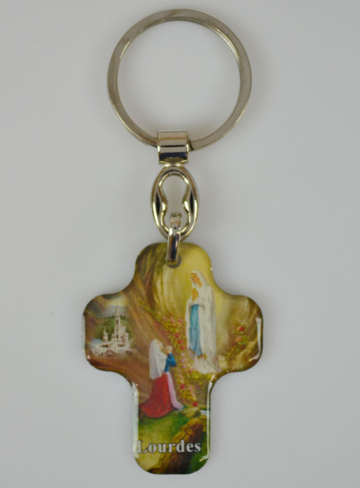 Porte-Clés Religieux Croix Apparitions de Lourdes - 4cm (pic 2)
