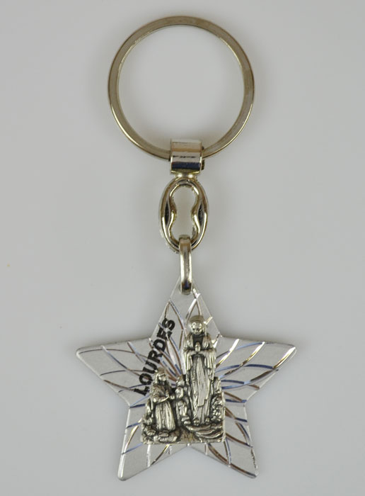 Porte-Clés Religieux Etoile Notre Dame de Lourdes - 4cm (pic 2)