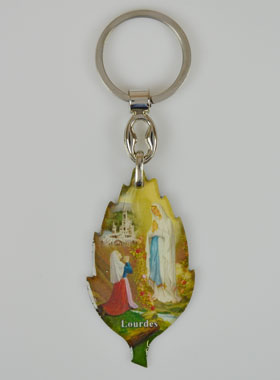 Porte-Clés Religieux Feuille Notre Dame de Lourdes - 5cm (pic 1)