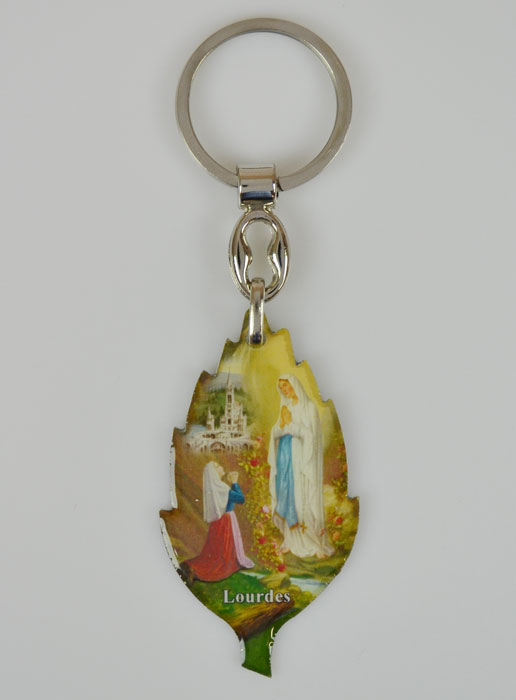 Porte-Clés Religieux Feuille Notre Dame de Lourdes - 5cm (pic 2)