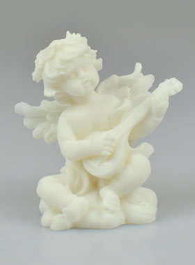 Statue Ange-Gardien à la Lyre en Albâtre - 8 cm (pic 1)