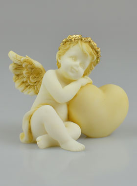 Statue Ange-gardien au Coeur Endormi en Albâtre - 9 cm (pic 1)