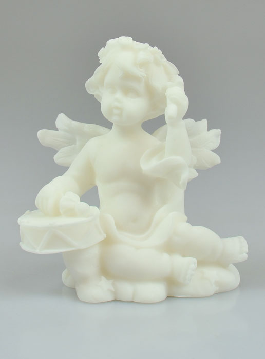 Statue Ange-Gardien Protecteur au Tambour en Albâtre - 8 cm (pic 2)