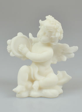 Statue Ange-Gardien Protecteur au Tambourin en Albâtre - 8 cm (pic 1)