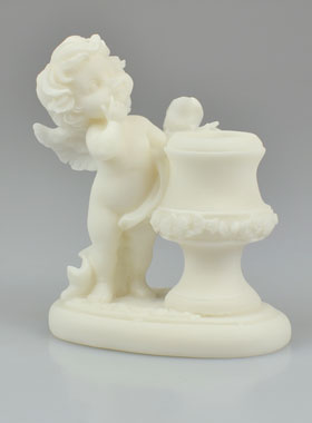 Statue Bénitier Ange Gardien Protecteur en Albâtre - 10 cm (pic 1)