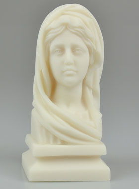 Statue Buste Sainte Vierge Marie au Voile en Albâtre - 13 cm (pic 1)
