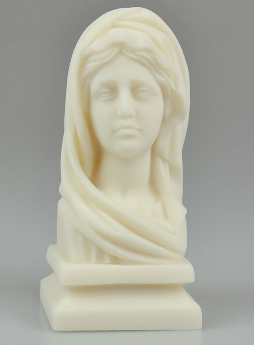 Statue Buste Sainte Vierge Marie au Voile en Albâtre - 13 cm (pic 2)