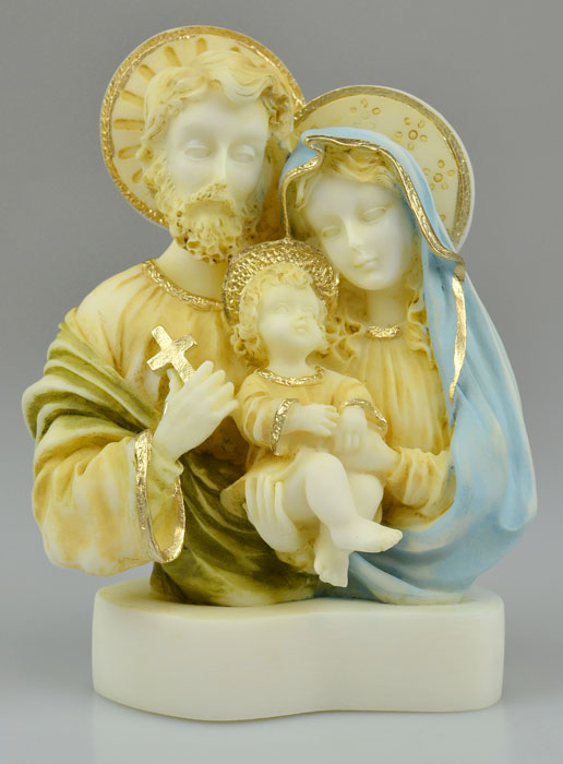 Statue de la Sainte Famille en Albâtre Peinte à la Main - 16 cm (pic 2)