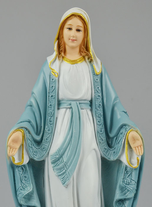 Statue Vierge Marie Miraculeuse Polychromée sur Socle - 30 cm (pic 3)
