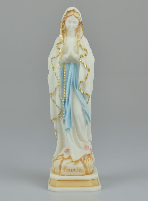 Statue Vierge Marie de Lourdes en Albâtre Peinte Main - 20 cm (pic 2)