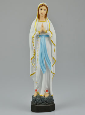 Statue Vierge Marie de Lourdes Polychromée sur Socle - 27cm (pic 1)