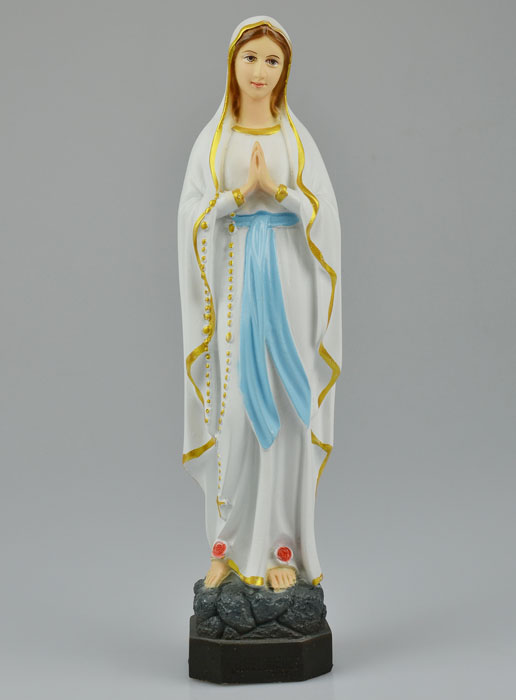 Statue Vierge Marie de Lourdes Polychromée sur Socle - 27cm (pic 2)