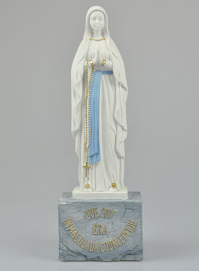 Statue Vierge Marie de Lourdes sur Socle - 28 cm (pic 1)