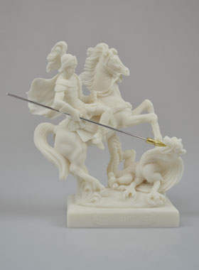 Statue de Saint Georges en Albâtre - 19 cm (pic 1)