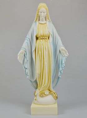 Statue d'Eglise Vierge Marie Miraculeuse en Albâtre  - 50 cm (pic 1)