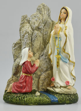 Statue des Apparitions Notre Dame de Lourdes à Ste Bernadette - 15 cm (pic 1)