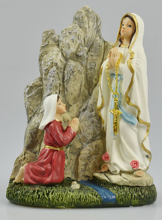 Statue des Apparitions Notre Dame de Lourdes à Ste Bernadette - 15 cm (pic 2)