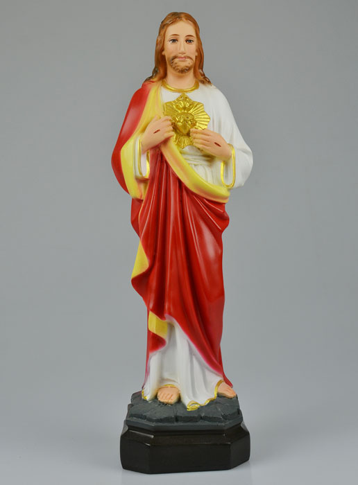 Statue du Sacré Coeur de Jésus-Christ Polychromée - 35 cm (pic 2)