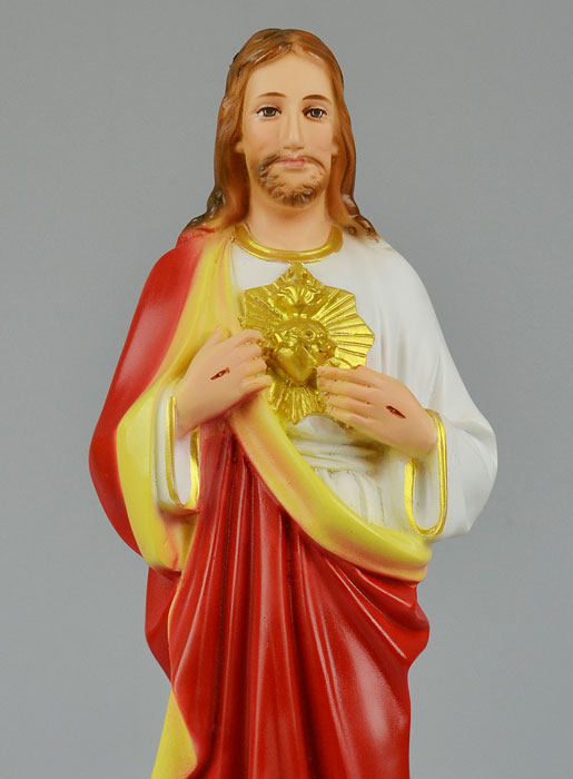 Statue du Sacré Coeur de Jésus-Christ Polychromée - 35 cm (pic 3)