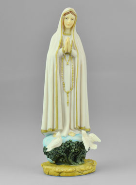 Statue Notre Dame de Fatima - Peinte à la main - 15 cm (pic 1)