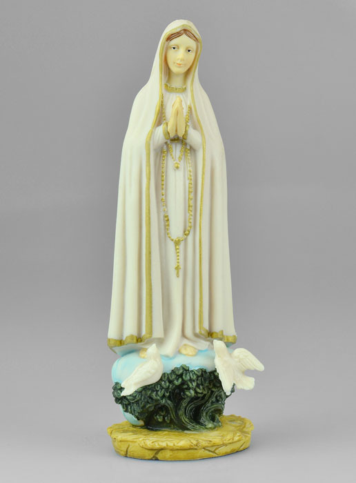 Statue Notre Dame de Fatima - Peinte à la main - 15 cm (pic 2)