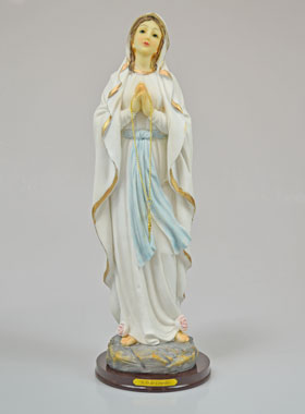 Statue Vierge Marie de Lourdes - Socle Bois - 40cm (pic 1)