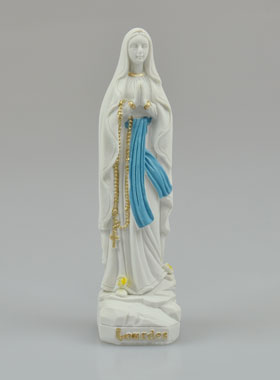 Statue Vierge Marie de Lourdes au Chapelet Or - 10 cm (pic 1)